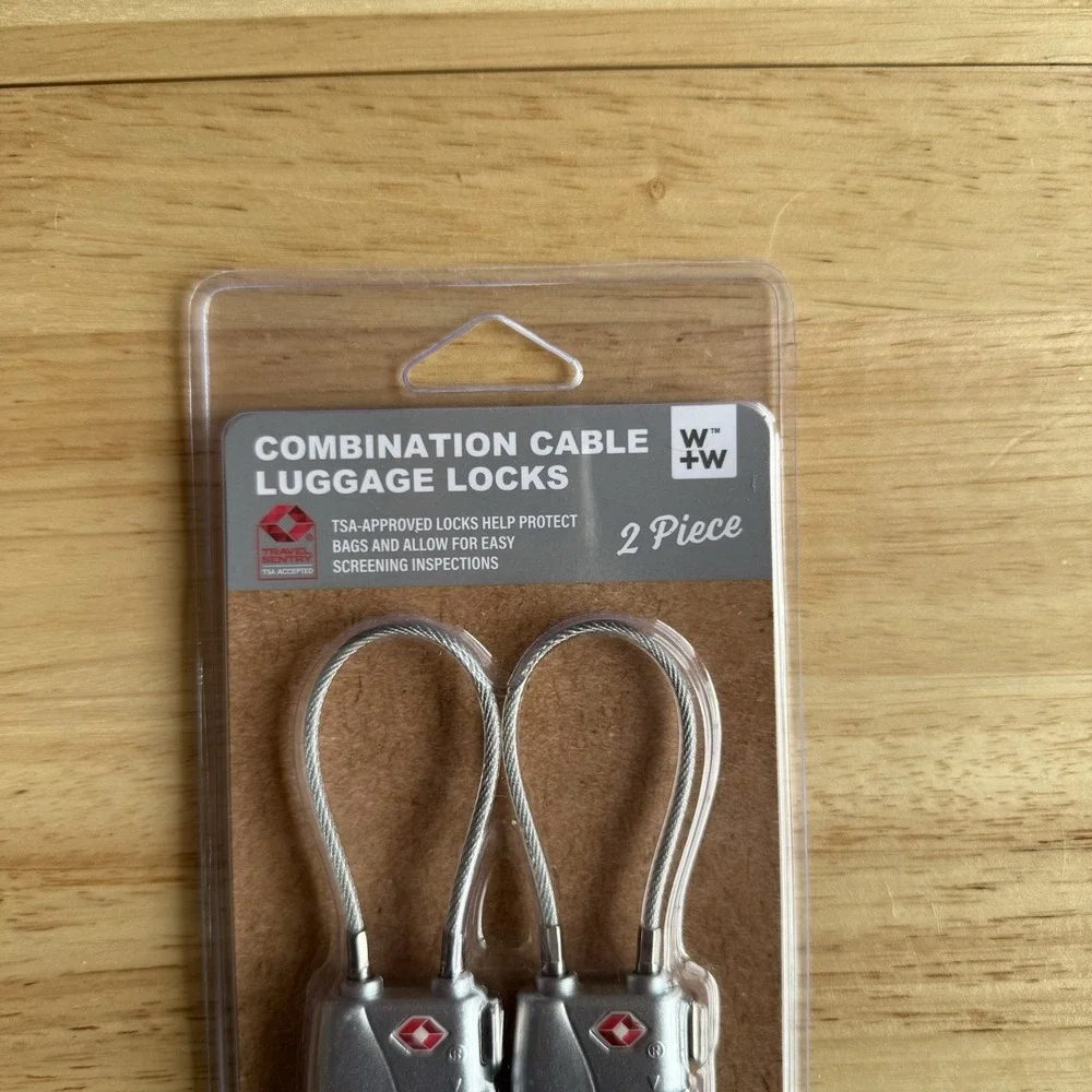 Travel Sentry Combination Cable Luggage Lock 2-Piece Set TSA Approved Silver New